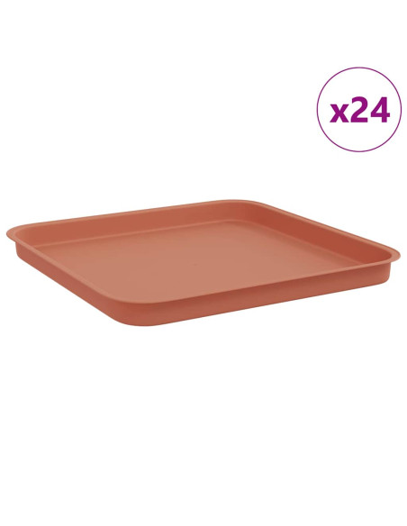 Vassoio Quadrato per Fiori 24 pcs Rosso Mattone Plastica