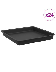 Vassoio Quadrato per Fiori 24 pcs Nero 18 x 18 x 2 cm Plastica 2