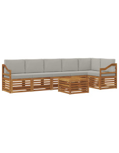 Set divani con cuscino 7 pcs Grigio Naturale e Chiaro 2