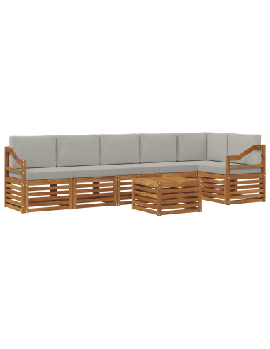 Set divani con cuscino 7 pcs Grigio Naturale e Chiaro
