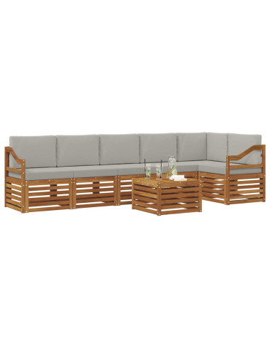 Set divani con cuscino 7 pcs Grigio Naturale e Chiaro