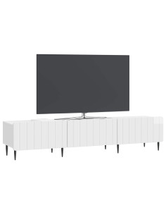 Mobile TV Bianco Lucido 147 x 34,5 x 32 cm Legno ingegnerizzato 2