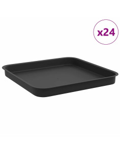 Vassoio Quadrato per Fiori 24 pcs Nero 21 x 21 x 2 cm Plastica 2