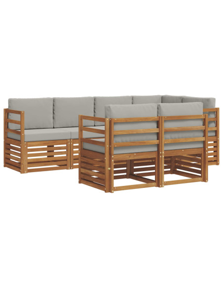Set divani con cuscino 7 pcs Grigio Naturale e Chiaro