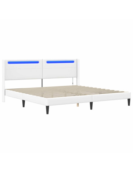Struttura del letto con testiera Bianco 200 x200 cm Similpelle