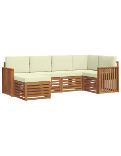 Set divani 6 pcs Naturale e Crema Legno di Acacia Massello 2