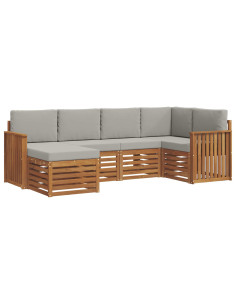 Set divani con cuscino 6 pcs Grigio Naturale e Chiaro 2