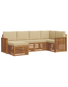 Set divani 6 pcs Naturale e Beige Legno di Acacia Massello 2