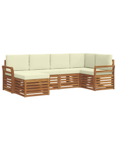 Set divani 6 pcs Naturale e Crema Legno di Acacia Massello 2