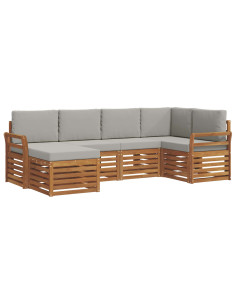 Set divani con cuscino 6 pcs Grigio Naturale e Chiaro 2