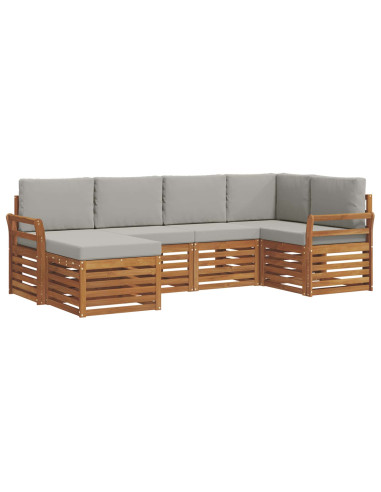 Set divani con cuscino 6 pcs Grigio Naturale e Chiaro