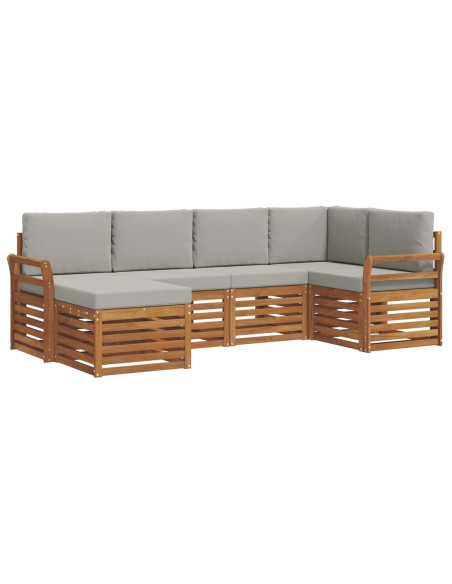 Set divani con cuscino 6 pcs Grigio Naturale e Chiaro