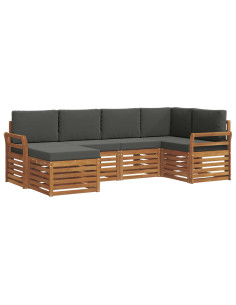 Set divani 6 pcs Naturale e Antracite Legno di Acacia Massello 2