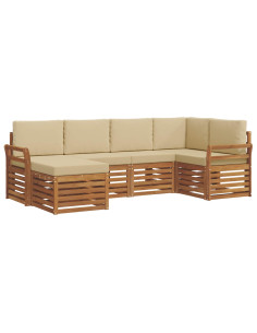 Set divani 6 pcs Naturale e Beige Legno di Acacia Massello 2