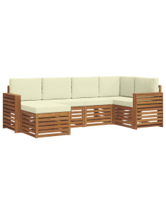 Set divani 6 pcs Naturale e Crema Legno di Acacia Massello 2