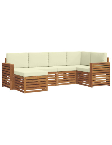 Set divani 6 pcs Naturale e Crema Legno di Acacia Massello