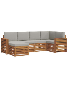Set divani con cuscino 6 pcs Grigio Naturale e Chiaro 2