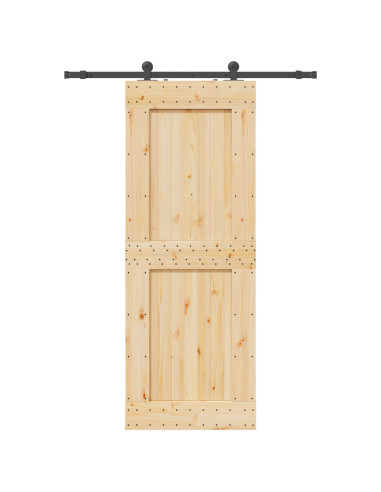 Porta scorrevole NARVIK Naturale e Nero 85 x 210 cm (152,5 cm)