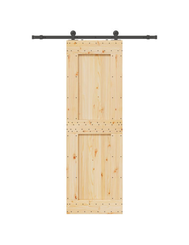 Porta scorrevole NARVIK Naturale e Nero 70 x 210 cm (152,5 cm)