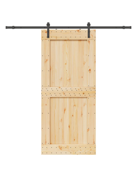 Porta scorrevole NARVIK Naturale e Nero 100 x 210 cm (213,5 cm)