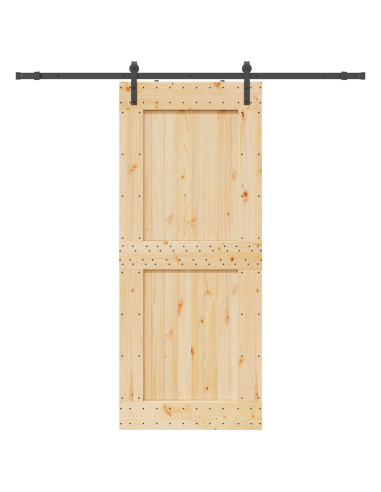 Porta scorrevole NARVIK Naturale e Nero 95 x 210 cm (213,5 cm)