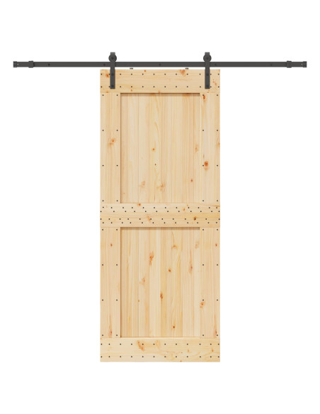 Porta scorrevole NARVIK Naturale e Nero 95 x 210 cm (213,5 cm)