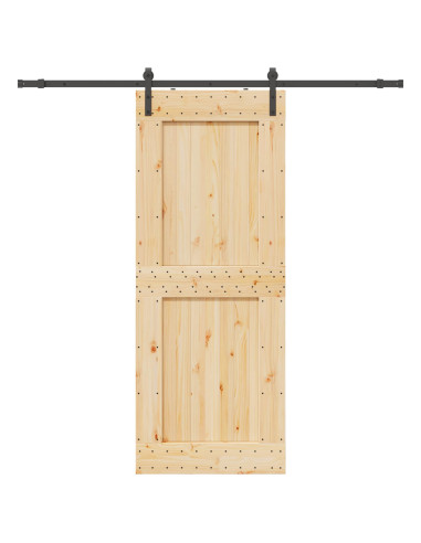 Porta scorrevole NARVIK Naturale e Nero 90 x 210 cm (213,5 cm)