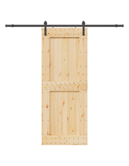 Porta scorrevole NARVIK Naturale e Nero 90 x 210 cm (213,5 cm)