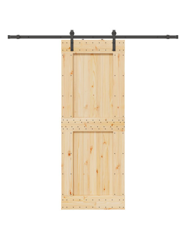 Porta scorrevole NARVIK Naturale e Nero 85 x 210 cm (213,5 cm)