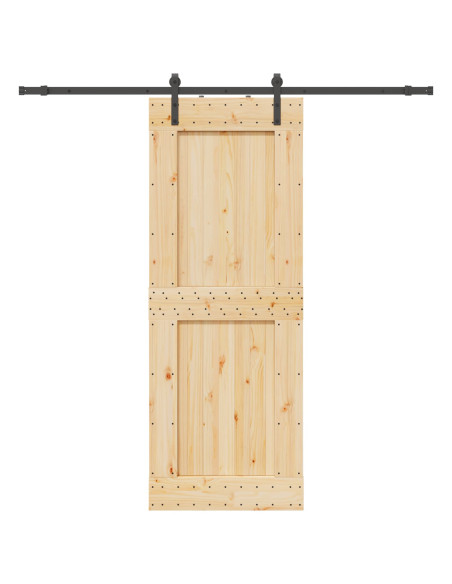 Porta scorrevole NARVIK Naturale e Nero 85 x 210 cm (213,5 cm)