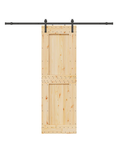Porta scorrevole NARVIK Naturale e Nero 70 x 210 cm (213,5 cm)