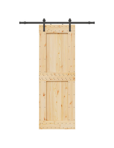 Porta scorrevole NARVIK Naturale e Nero 85 x 210 cm (152,5 cm)