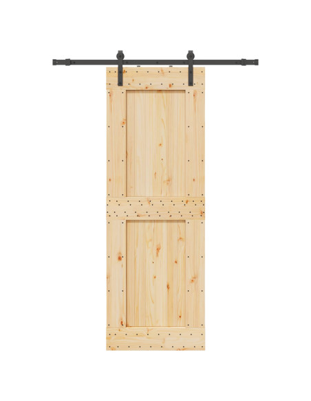 Porta scorrevole NARVIK Naturale e Nero 85 x 210 cm (152,5 cm)