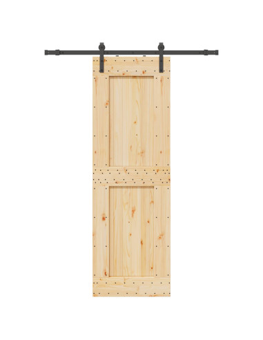 Porta scorrevole NARVIK Naturale e Nero 70 x 210 cm (152,5 cm)