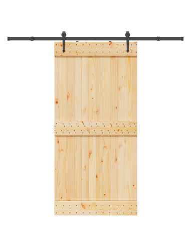 Porta scorrevole NARVIK Naturale e Nero 100 x 210 cm (213,5 cm)