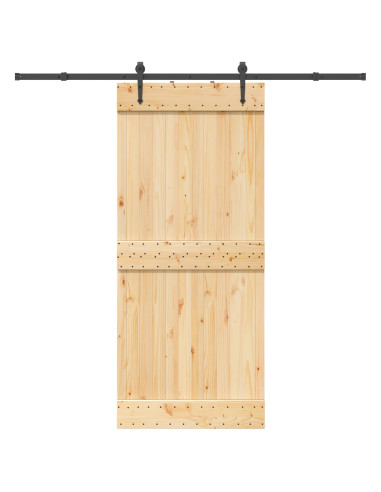 Porta scorrevole NARVIK Naturale e Nero 90 x 210 cm (213,5 cm)