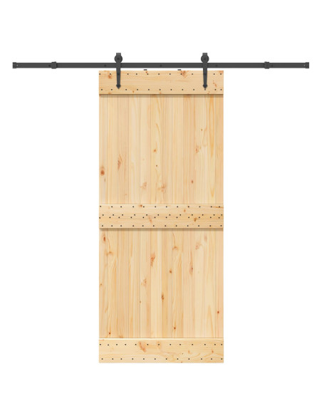 Porta scorrevole NARVIK Naturale e Nero 90 x 210 cm (213,5 cm)