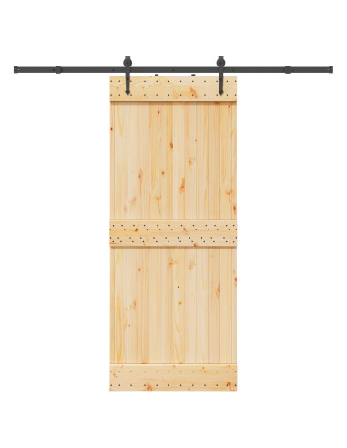 Porta scorrevole NARVIK Naturale e Nero 85 x 210 cm (213,5 cm)
