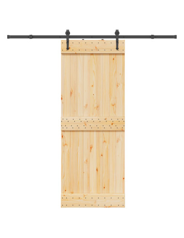 Porta scorrevole NARVIK Naturale e Nero 80 x 210 cm (213,5 cm)