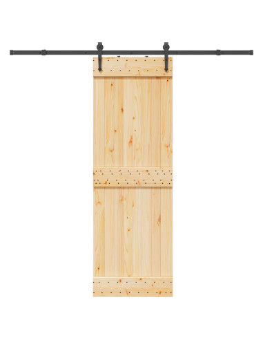 Porta scorrevole NARVIK Naturale e Nero 70 x 210 cm (213,5 cm)