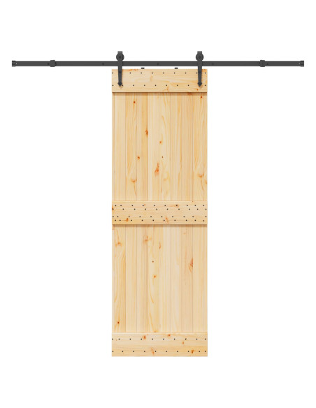 Porta scorrevole NARVIK Naturale e Nero 70 x 210 cm (213,5 cm)