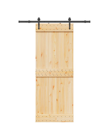 Porta scorrevole NARVIK Naturale e Nero 80 x 210 cm (152,5 cm)