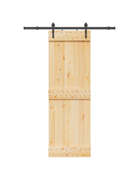 Porta scorrevole NARVIK Naturale e Nero 70 x 210 cm (152,5 cm)