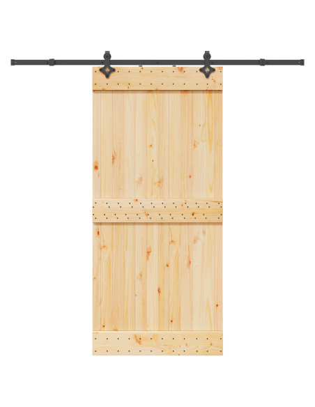 Porta scorrevole NARVIK Naturale e Nero 95 x 210 cm (213,5 cm)