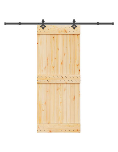 Porta scorrevole NARVIK Naturale e Nero 85 x 210 cm (213,5 cm)