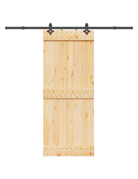 Porta scorrevole NARVIK Naturale e Nero 85 x 210 cm (213,5 cm)