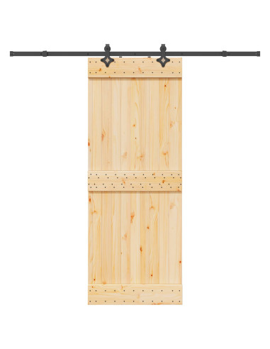 Porta scorrevole NARVIK Naturale e Nero 80 x 210 cm (213,5 cm)