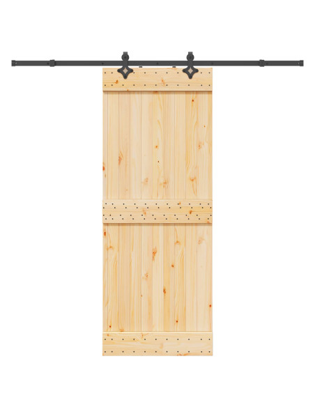 Porta scorrevole NARVIK Naturale e Nero 80 x 210 cm (213,5 cm)