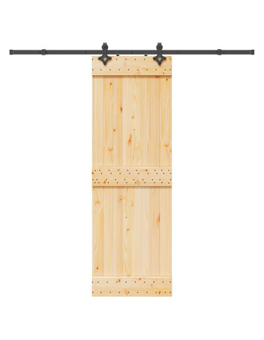 Porta scorrevole NARVIK Naturale e Nero 70 x 210 cm (213,5 cm)
