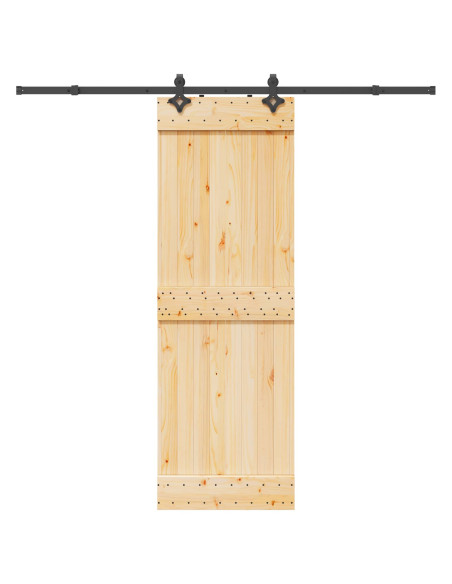 Porta scorrevole NARVIK Naturale e Nero 70 x 210 cm (213,5 cm)